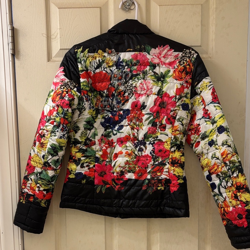 Lucy Paris Floral Puffer Jacket - Black and Multicolor - Picture 3 of 5